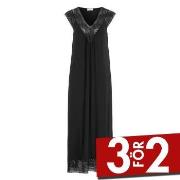 Damella Long Viscose Plain Sleeveless Nightdress Svart viskos XX-Large...