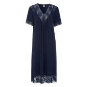 Damella Plain Lace Short Sleeve Nightdress Marin viskos X-Large Dam