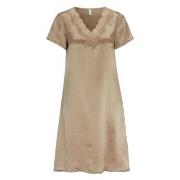 Damella Woven Silk Plain Nightdress Nougat silke Large Dam