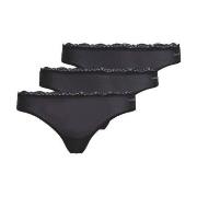 Calvin Klein Trosor 3P Lace Thongs Svart polyamid Large Dam
