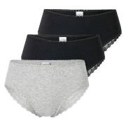 Schiesser Trosor 3P Modern Brazillian Slips Svart/Grå bomull 36 Dam
