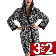 Damella Velour Leo Hoodie Robe Leopard X-Large Dam
