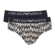 Armani Cotton Stretch Print Briefs Kalsonger 2P Beige/marin bomull X-L...