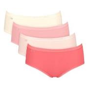 Sloggi Trosor 4P Basic Plus Midi Color Röd/Rosa bomull 40 Dam