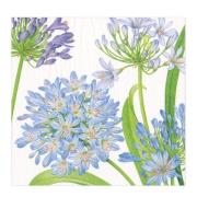 Caspari - Agapanthus Garden servett 33x33 cm 20-pack blå/lila/vit