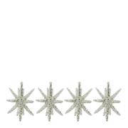 House Doctor - Spike julgranspynt stjärnor 7,5 cm 4-pack silver/glitte...