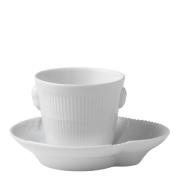 Royal Copenhagen - White Elements Espressokopp med fat 10 cl