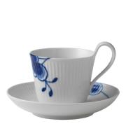 Royal Copenhagen - Blue Fluted Mega Kaffekopp med fat 25 cl hög hank