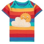 Frugi Bobster Applique T-shirt Rainbow Stripe/Sun 0-3 mån