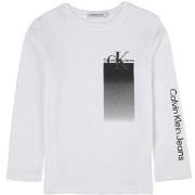 Calvin Klein Jeans Logo Långärmad T-shirt Vit 10 år