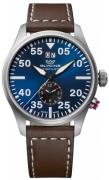 Glycine Herrklocka GL0365 Airpilot Dual Time Blå/Läder Ø44 mm