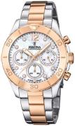 Festina Damklocka F20605-1 Boyfriend Vit/Roséguldstonat stål Ø39 mm