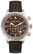 Nautica Herrklocka A17655G Chronograph Brun/Läder Ø44 mm