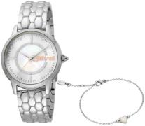 Just Cavalli Damklocka JC1L149M0035 Set Emozioni Vit/Stål Ø34 mm