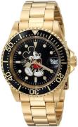 Invicta Disney Herrklocka 25107 Svart/Gulguldtonat stål Ø40 mm