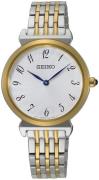 Seiko Classic Damklocka SFQ800P1 Vit/Gulguldtonat stål Ø30 mm