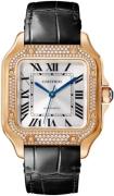 Cartier Herrklocka WJSA0012 Santos De Silverfärgad/Läder