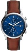 Fossil Herrklocka FS5850 Minimalist Chronograph Blå/Läder Ø42 mm