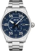 AVI-8 Herrklocka AV-4073-11 Blå/Läder Ø42 mm