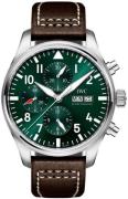 IWC Herrklocka IW377726 Pilots Grön/Läder Ø43 mm