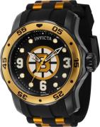 Invicta Herrklocka 42647 NHL Svart/Gulguldtonat stål Ø48 mm