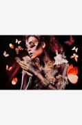 Tavla Woman with butterflies brown