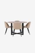 Venture Home - Matgrupp Durango med 4st matstolar Velvet - Brun - Matg...