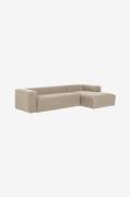 Kave Home - Soffa Blok 4-sits i chenille divan höger - Vit - 2-sits so...