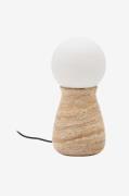 Kave Home - Okeni bordslampa tillverkad av travertin och glas - Beige ...