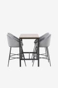 Venture Home - Barset Camden med 4st barstolar Velvet - Brun - Matgrup...