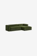 Kave Home - Soffa Blok 3-sits med höger schäslong - Grön - 3-sits soff...
