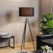 Domiluce Golvlampa Tago, trebena, skärm svart/guld