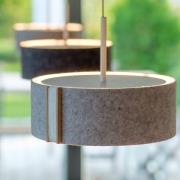 Domus LED-hänglampa LARAfelt S, Ø20cm, grå/ullvit