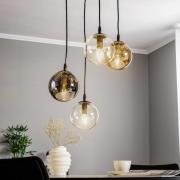 EMIBIG LIGHTING Pendellampa Glassy, 4-ljus, svart, grafit/amber/klar, ...