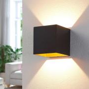 Arcchio LED-vägglampa Zuzana, kantig, svart, 10 cm bred