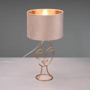 Reality Leuchten Bordslampa Mary med ansiktsdesign, beige/guld