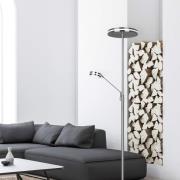 Trio Lighting LED-uplight-golvlampa Franklin, läslampa, matt nickel