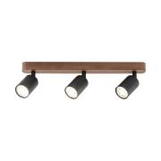 TK Lighting Takspotlight Subrin, valnöt, 3 lampor