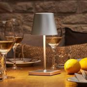 Sigor LED-uppladdningsbar bordslampa Nuindie mini, USB-C, silver, IP54...