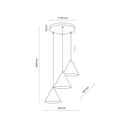 TK Lighting Cono pendellampa, tre ljuskällor, rund, Ø 42 cm, vit