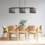 Steinhauer Stang pendellampa, svart/naturlig flätad, 3-ljus