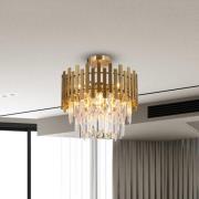 Eko-Light Taklampa Aspen, metall guldfärgad, glaskristaller, Ø 45 cm