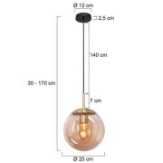 Steinhauer Bollique hänglampa, mässing, Ø 20 cm, glas, 1 lampa, kupa