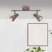 Brilliant Lava takspotlight, längd 37 cm, antik koppar, 2 lampor, meta...