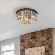 Globo Taklampa Gorley, svart/rökgrå, Ø 50 cm metall/glas