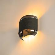 SLV vägglampa Pantilo Rope, svart/grå/silver, glas