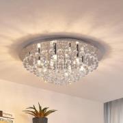 Lindby taklampa Antonino, 8 lampor, krom, kristall, 55cm