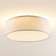 Lindby LED-taklampa Ellamina, 40 cm, vit, textil