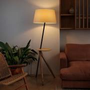 FARO BARCELONA Treewood golvlampa, ask/beige, tyg/trä, höjd 175 cm