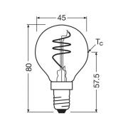 OSRAM LED Vintage P40 E14 4,9W 922 Spiral Filament guld dimbar